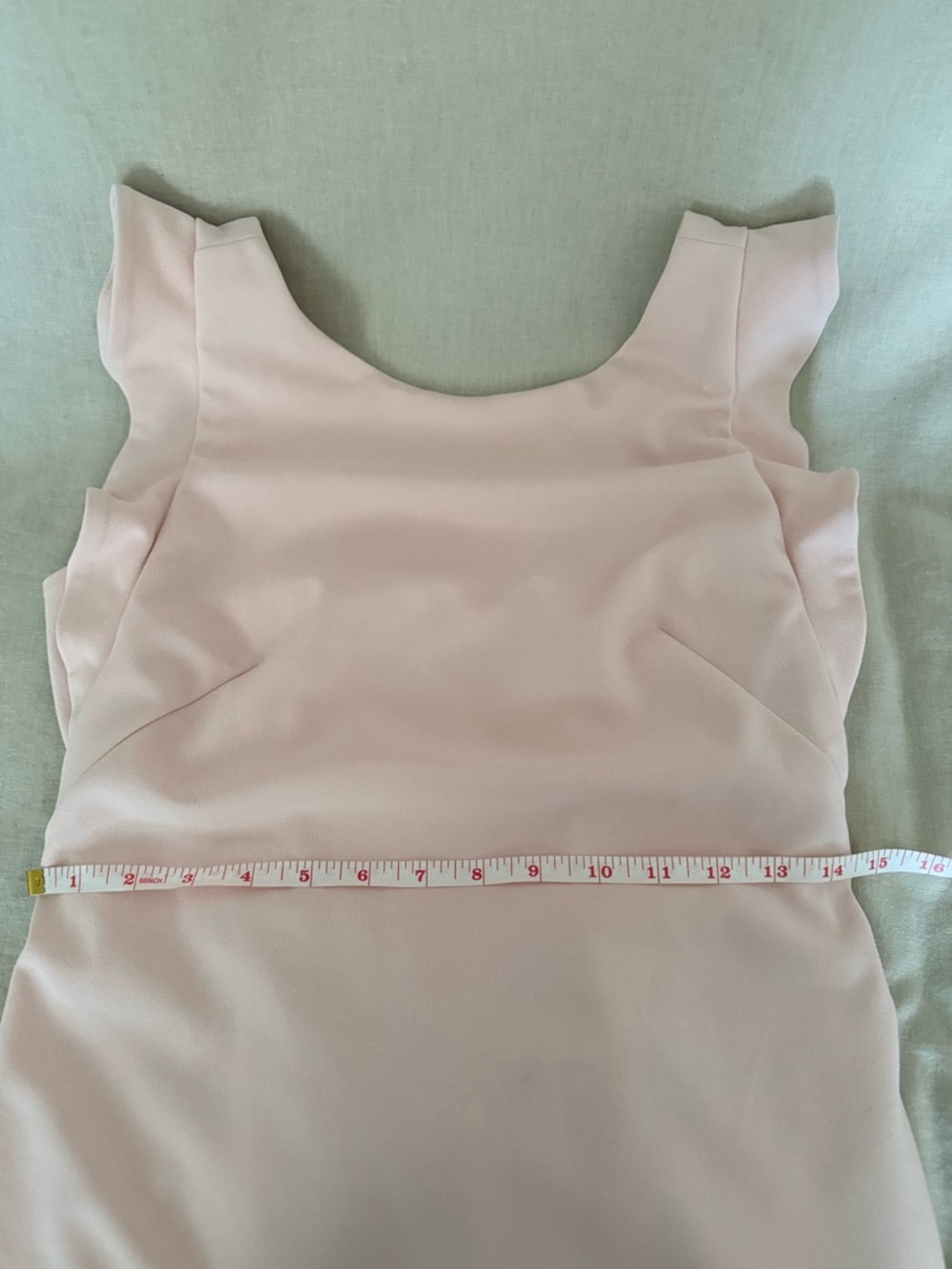 Calvin Klein Blush Pink Sheath Dress | Ruffle Cap Sleeve | Square Back | Lined - Picture 8 of 11